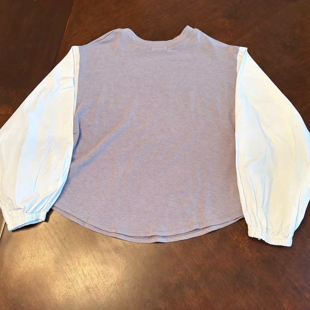 Boutique Brand Grey Balloon Sleeve White Knit‎ Top  T23081 Small - Picture 2 of 6